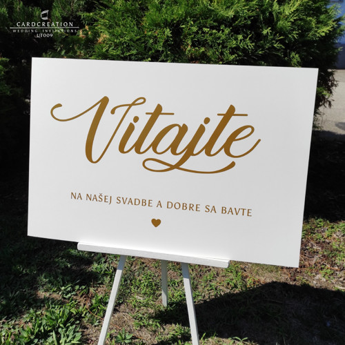 Svatební uvítací tabule s vystouplým tiskem UT009