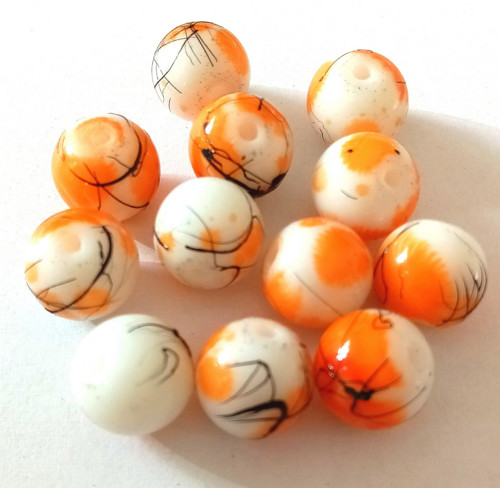 Skleněné kuličky batika 10mm - 10 ks