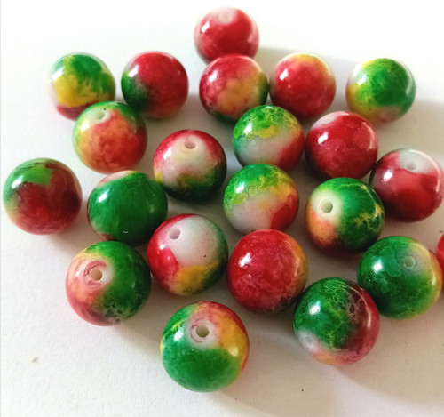 Skleněné kuličky batika 10mm - 10 ks