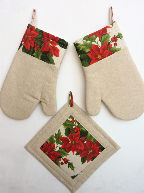 Chňapky a podložka Poinsettia II