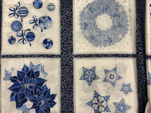 Vánoční panel modro stříbrný
