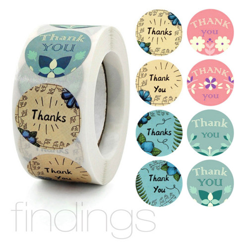Samolepky Thank You Pastel Mix / Role 500ks