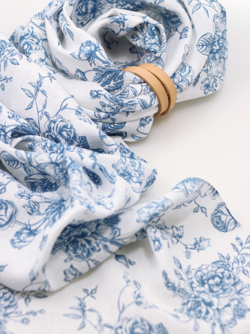 Pôvabná ľanová kvetinová šatka "BlueRose"