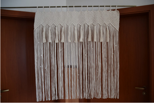 Macramé drhaný závěs/záclona 95x95cm