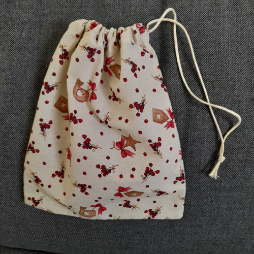 Vánoční pytlíček ozdoby na béžové 20 x 24 cm