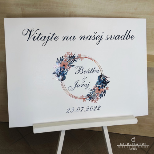 Svatební uvítací tabule greenery UT005