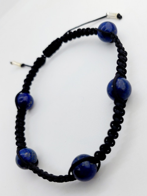 Černý pánský náramek s lápis lazuli - stříbro 925