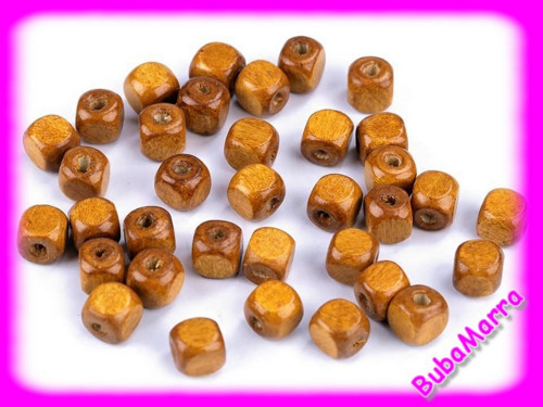 40 ks~ dřevěné korálky ~8x8mm~ kostka ~ Sv.Hnědá
