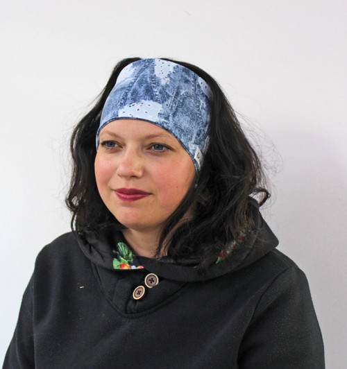 Čelenka " jeans s krajkou "