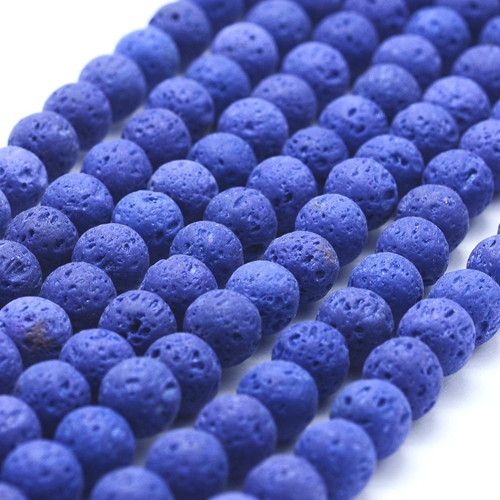 Láva přírodní barvená modrá 8mm/5 ks