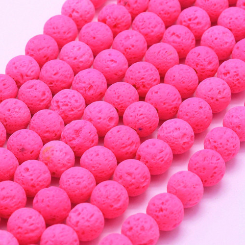 Láva přírodní barvená neon růžová 8mm/5 ks