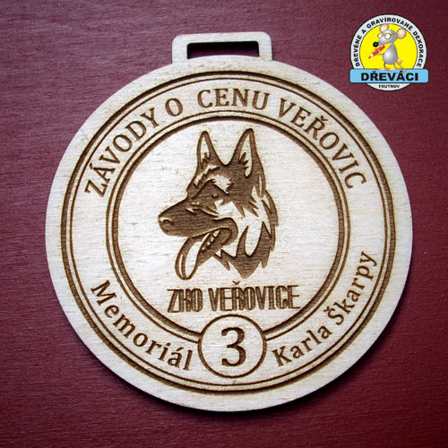 Dřevěné MEDAILE "O cenu Veřovic" umístění