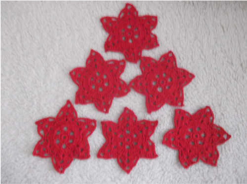Set 6 ks.Háčkované hvězdičky 14 cm