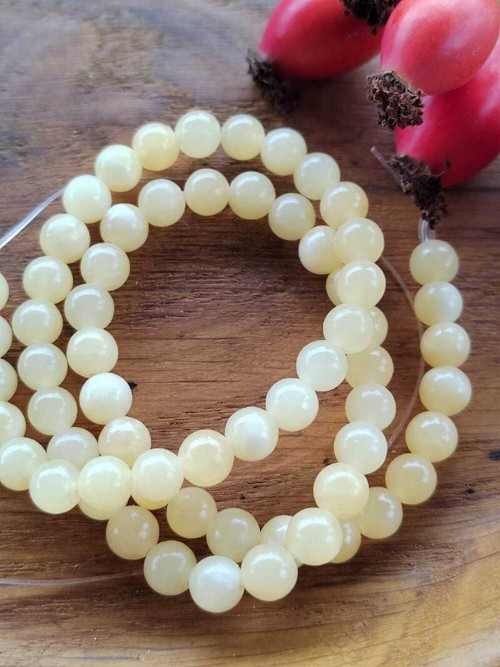 Minerální korálky Jadeit žlutý Ø6 mm