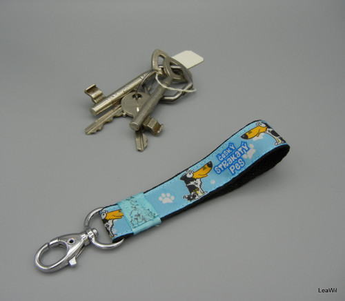Klíčenka taft 2cm český strakat-poutkotyrkysová II