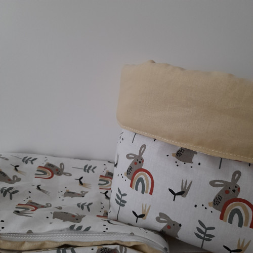 Textilní koš na plenky, kosmetiku, zajíček, duhy