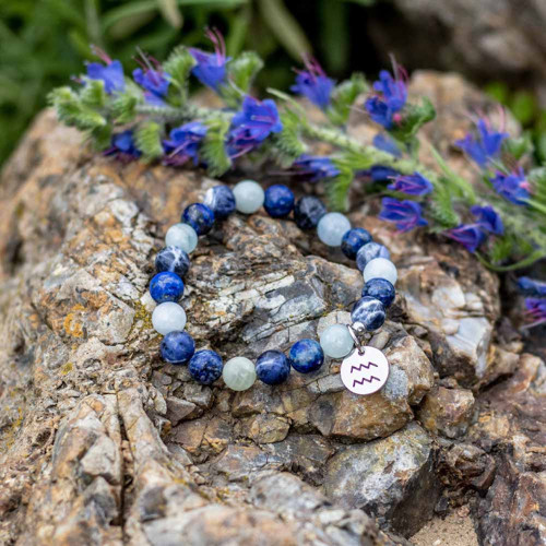 Náramek - Vodnář - Chalcedon a lapis lazuli