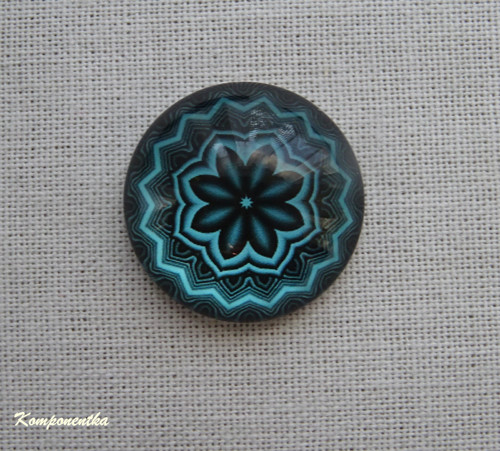 Skleněný kabošon s mandalou 20mm 1kus