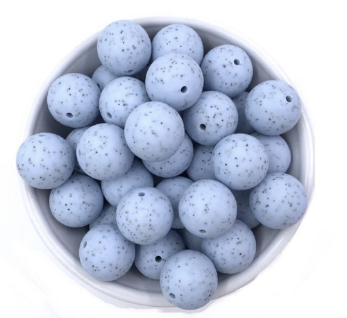 Silikonové korálky 12mm (10ks) - blue speckled