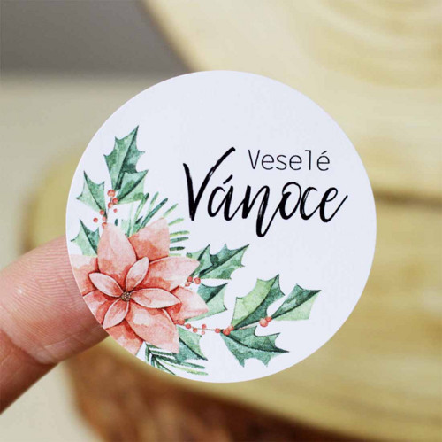 Samolepky Vánoční hvězda - 4,5cm/24ks