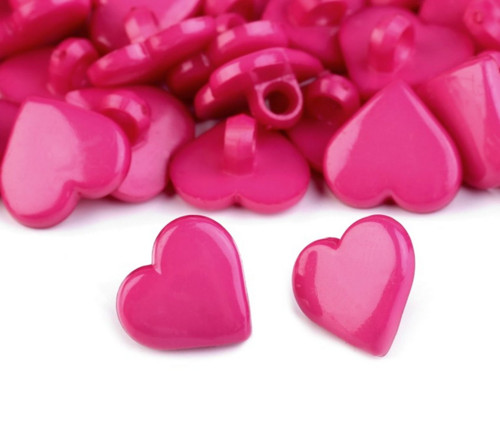 Plastový knoflík srdce 15,2 mm (2ks) - růžová