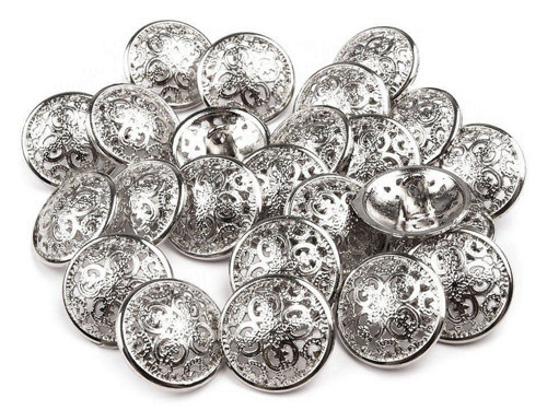 Kovový knoflík filigrán 17,6 mm (1ks) - stříbro