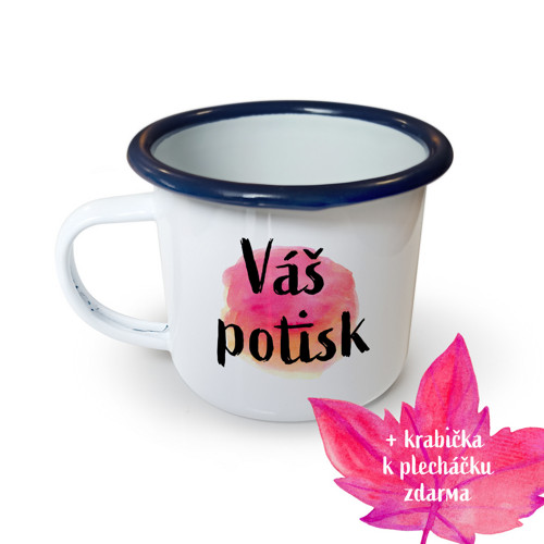 Plecháček s vlastním potiskem (tm. modrý lem)