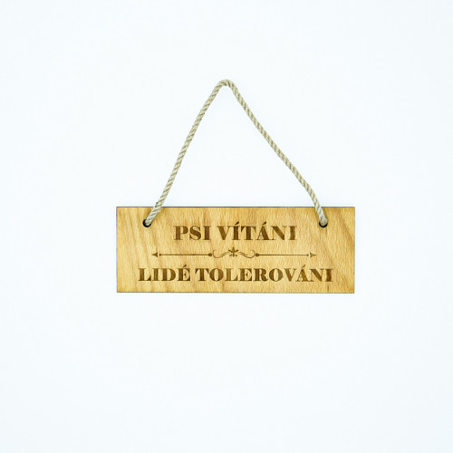 Dřevěná Cedule "Psi Vítáni" — foto 1