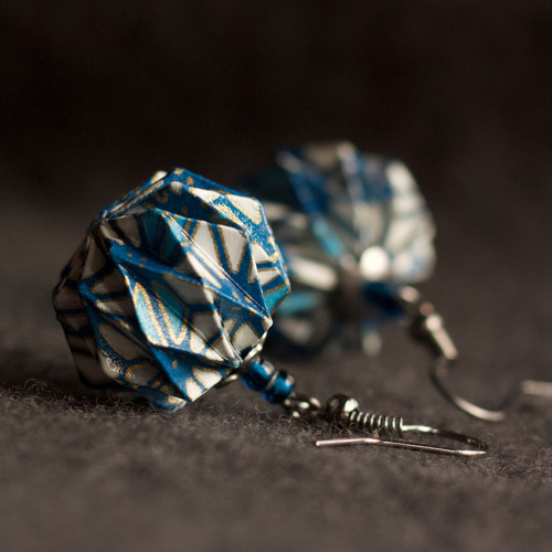 Origami náušnice – Modromodré — foto 1