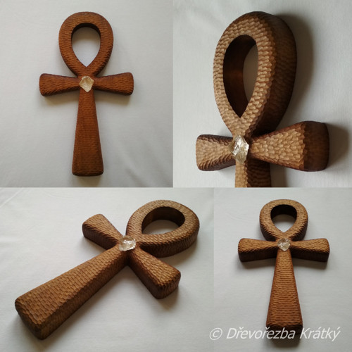 Nilský kříž 30 cm se surovým křišťálem