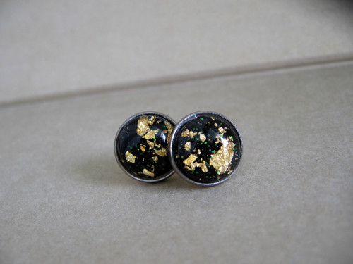 Golden Black, náušnice nerez