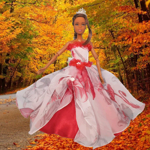 Bílo-červené šatičky pro Barbie — foto 1