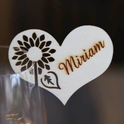 Dřevěná jmenovka slunečnice "Miriam"