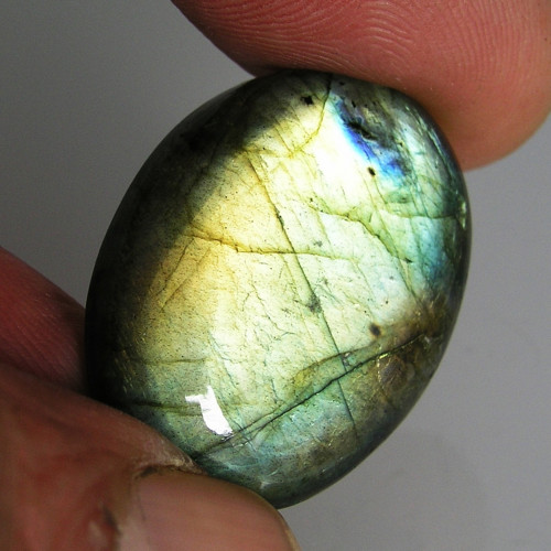 Labradorit, kabošon, 39,44 ct., 30,0x23,8x7,0 mm