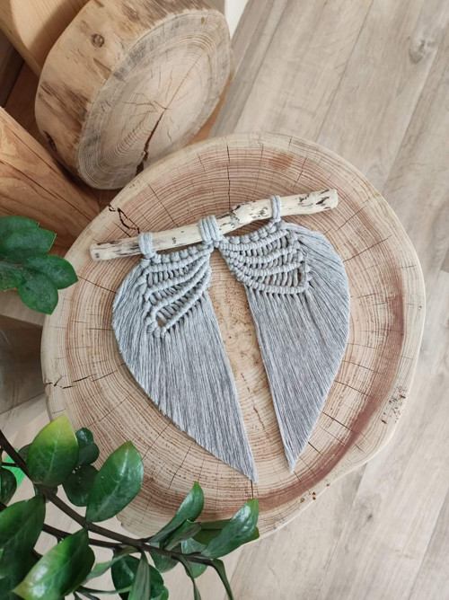 Macramé andělská křídla šedá — foto 1
