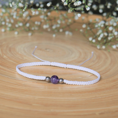 Shamballa náramek S1 // ametyst, chir. ocel