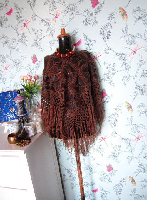 Vintage boho nomád pončo — foto 1