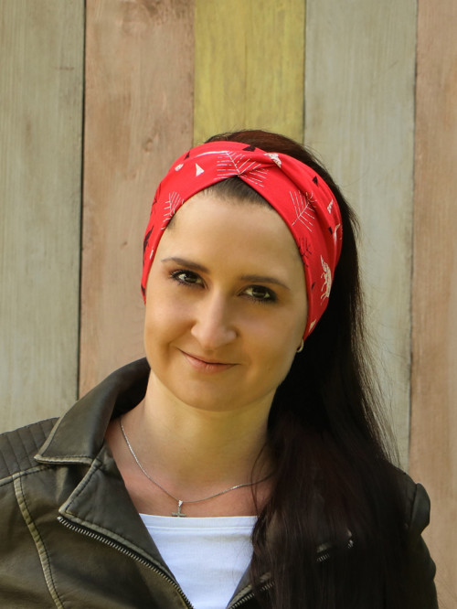 Prekrížená čelenka lesné zvieratá - červená