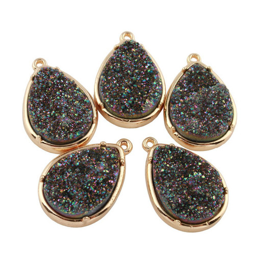 1 ks Iris Aurora Borealis Gold Teardrop Drop