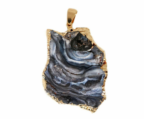 1 ks bílé šedé Striated Geode Druzy Ice Quartz