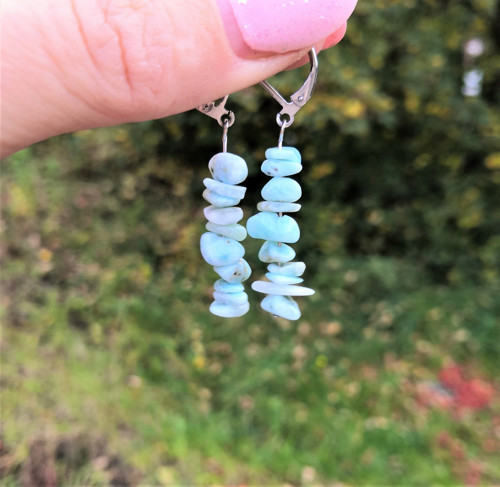 Larimar*nugetky*náušnice*ocel