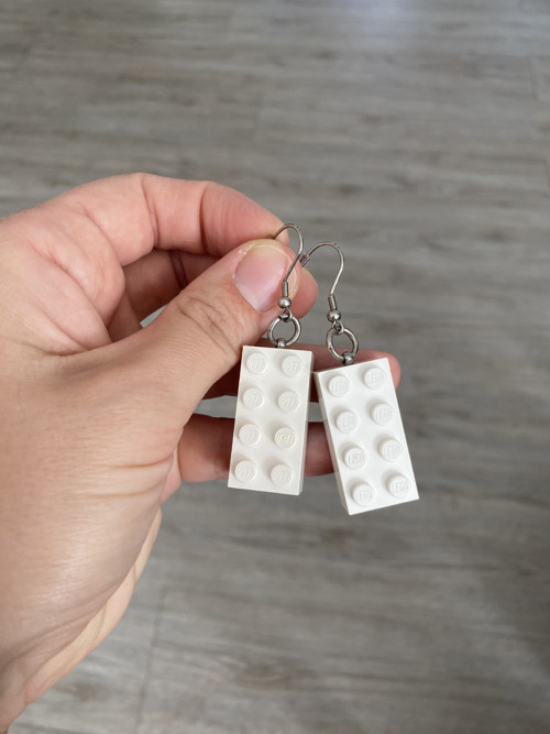 Bílé lego - visací náušnice