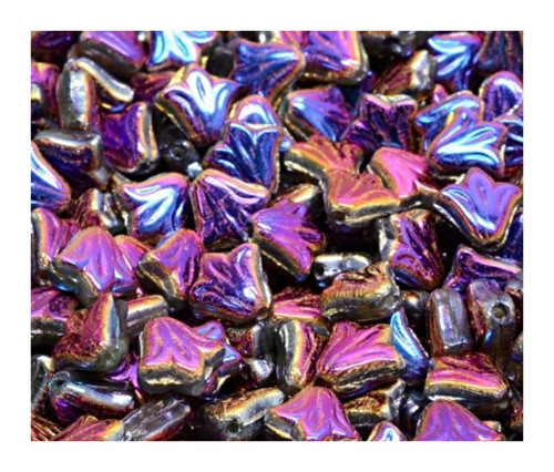 14ks Crystal Ab Flat Tulip Bell Lily Flower české