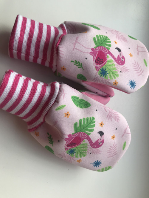 Softshellové rukavice-růžový plameňák