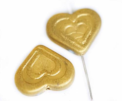 6 ks Matte Gold Patina Valentines Svatební srdce