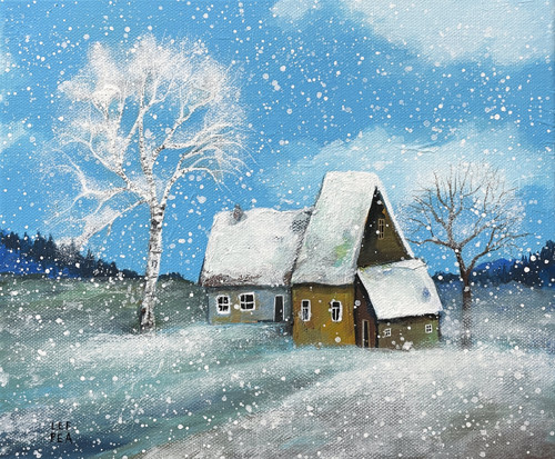 První sníh - 25x30cm — foto 1