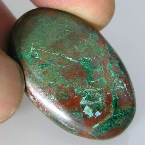 Chryzokol, kabošon, 53,68 ct., 37,6x23,8x6,0 mm