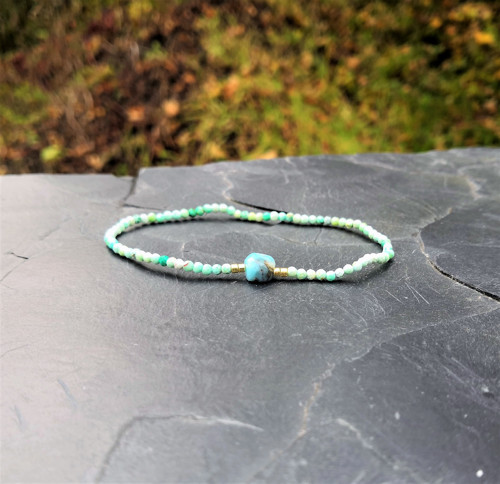 Larimar*tyrkys Peru*broušený*minimalist náramek