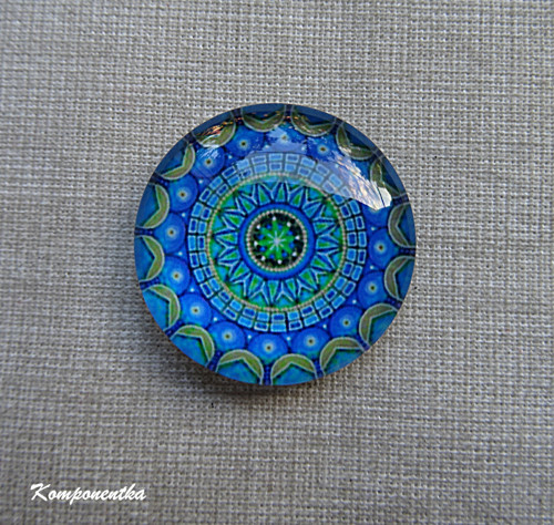 Skleněný kabošon s mandalou 12mm 1kus
