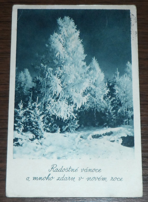 ČB vánoční POHLEDNICE, Radostné Vánoce, 1950